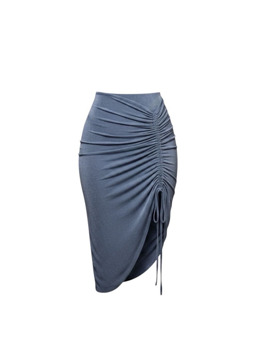 Jluxlabel Ruched Drawstring Midi Skirt in Slate Blue